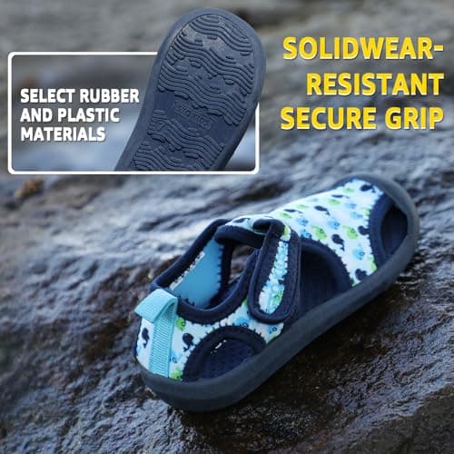 STQ Boys Girls Water Shoes Cute Beach Swim Pool Water Park for Toddler Little Kid Light Blue Whale 5 M US Toddler - Thumbnail 4