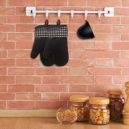 LSLCQW 4pcs Set Oven Gloves and Pot Holder Set, Heat-Resistant 500 Degree, with Oven Gloves and Insulation Clips, Non-Slip Food-Grade Long, for Kitchen Baking - Thumbnail 5