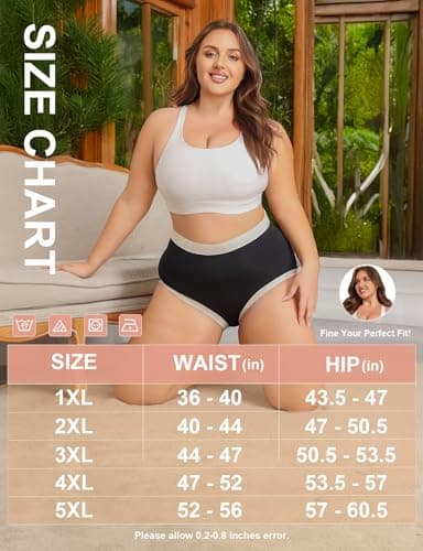 Lastshe Women’s Plus Size Underwear Full Coverage Seamless Underwear No-roll Ladies Briefs 4-Pack,Black,3X - Thumbnail 5