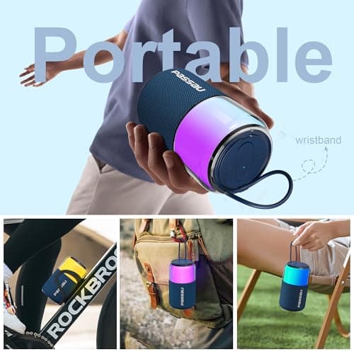 Passau Portable Bluetooth Speaker with Lights Show, 15W Loud Clear Sound, White Elephant Gifts for Adults, BT 5.4, LED Lights up Speakers Stocking Stuffers Gifts for Kids, Teen, Girls, Boys (Blue) - Thumbnail 3