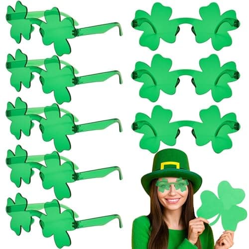 Mzjeaziany 8Pcs St. Patrick’s Day Shamrock Sunglasses Irish Glasses Clover Leprechaun Eyewear Saint Patricks Day Accessories for Women - Image 1