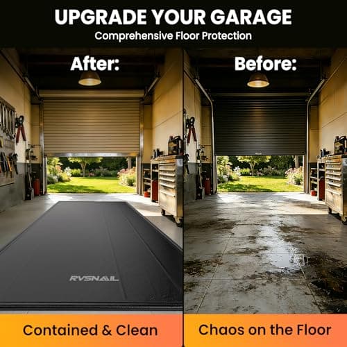 RVSNAIL Garage Floor Mat, 8'6''x22' Heavy Duty 1.2inch Thick Containment Mats, Waterproof PVC Matwith High Elastic Sponge Column, Non-Slip Surface, Parking Mat with a Squeegee - Thumbnail 4