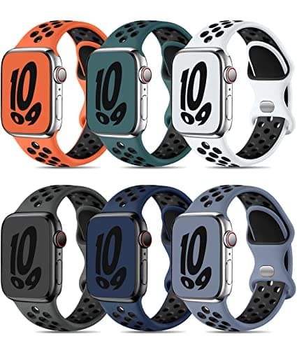 Keponew Compatible with Apple Watch Band 38mm Women, with Apple Watch Band 40mm 41mm 42mm 44mm 45mm 49mm iWatch Bands Ultra SE Series 8 7 6 5 4 3 2 1, Sport Breathable Soft Silicone Straps - Image 1
