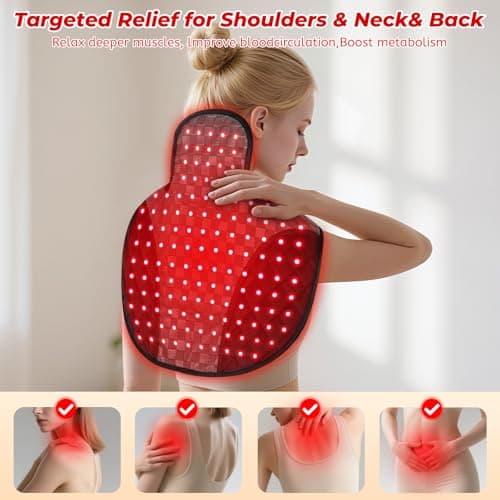 Cholas Red Light Therapy for Body, 3-in-1 Near Infrared Red Light Therapy for Shoulder Back Neck, 660nm and 850nm Wearable Red Light Pad with 3 Light Modes, for Office Home Use,Gift for Men Women - Thumbnail 2