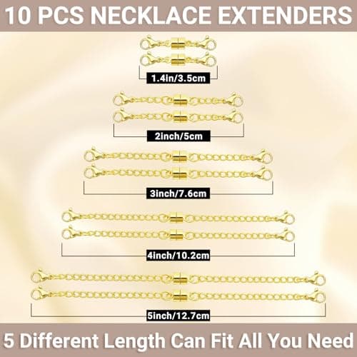 MKCYD Necklace Extender with Magnetic Clasps, Gold Magnetic Necklace Clasps and Closures with Necklace Extenders for Women - Thumbnail 2