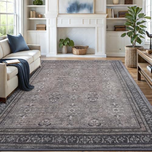 Vanmoos 6x9 Area Rugs for Living Room, Bedroom - Machine Washable, Non-Slip Bedside Rug, Large Soft Floor Carpet for Office, Dining Room, Farmhouse and Home Decor, Urban Luxe/Olive Brown - Image 1