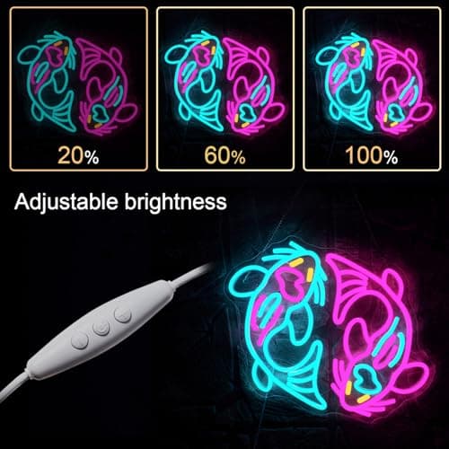 WLHOPE Koi Fish Neon Sign for Wall Decor Koi Carp Neon Light Fish Neon Signs Dimmable Neon Lights Blue Pink Fish LED Light Up Sign for Bedroom Bar Restaurant Office Fishroom Koi Pond - Thumbnail 4