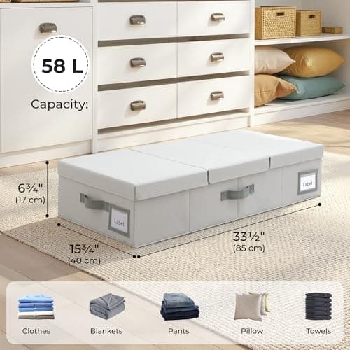 GRANNY SAYS 2 Pack Under Bed Storage, Underbed Organizer with Flid-Top Lid for Bedroom, Grey Clothing Storage Bins for Blankets, Clothes, Shoes - Thumbnail 2