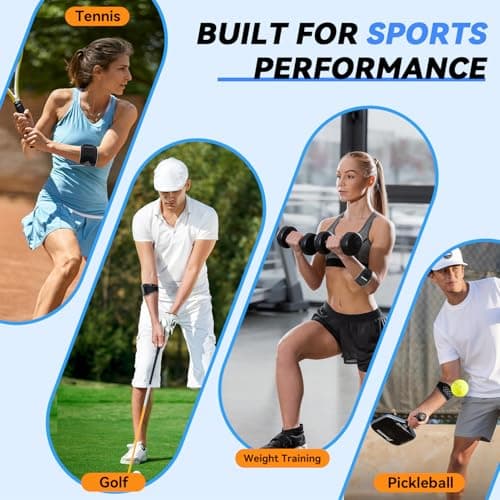 Goldeer Tennis Elbow Brace with 2 Pressure Gel Pad for Men Women, Lightweight Tennis Elbow Strap with Adjustable and Custom Fit Design for Tendonitis and Tennis & Golfers Elbow, Support for Sports(L) - Thumbnail 5
