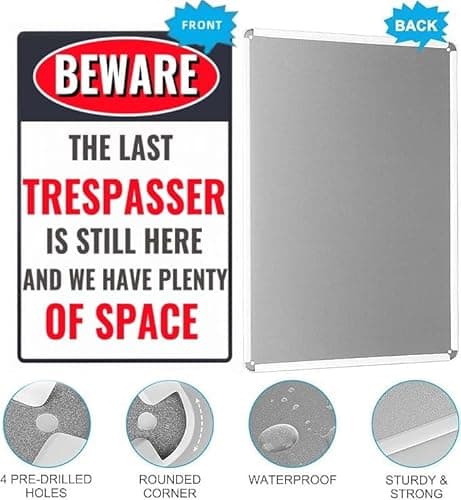 Carastora Spooky Halloween Decor Sign – Rustic Metal Wall Art for Outdoor Fence, Patio, Garage, or Man Cave, Funny Haunted Theme, 12x8 Inch - Thumbnail 5