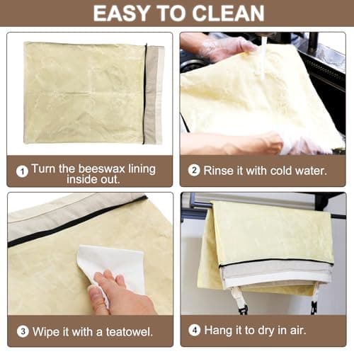 FONDFRAMORY Beeswax Bread Bags for Sourdough, Large Size Sourdough Bread Bags with Beeswax to Keep Freshness Longer, Washable and Reusable Sourdough Storage Bag (2 Pack) (Beige) - Thumbnail 5