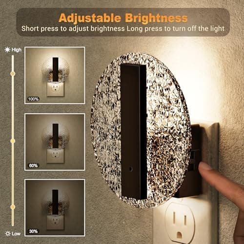 JandCase Night Light, LED Night Lights Plug into Wall, 3000K Warm White Nightlight with Dusk to Dawn Light Sensor, 0-100LM Adjustable Brightness, for Bathroom, Bedroom, Hallway, Stairs, 2 Pack - Thumbnail 2