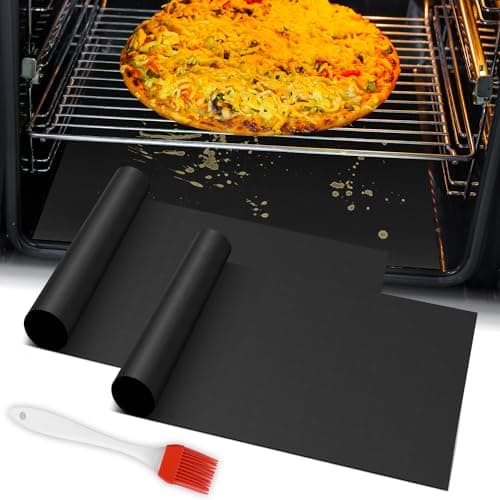 Oven Liners for Bottom of Oven, 2 Pack Reusable Large Thick Heavy Duty Teflon Oven Mat Set, Non Stick Oven Mats for Bottom of Electric Oven Gas Oven Toaster Oven Microwave Stove Grill, Easy to Clean