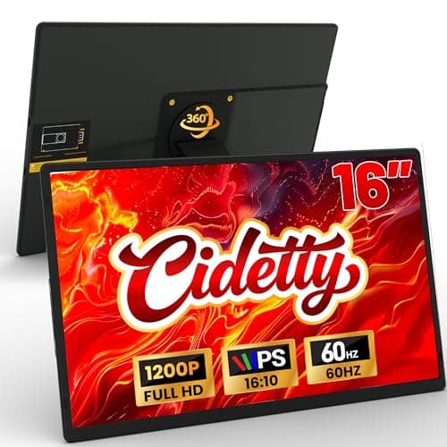 CIDETTY 16" Laptop Screen Extender, 1920x1200 FHD Portable Monitor for Laptop, 360° Magnetic Stand Travel Second Screen for Mac, Windows, Android Phone - Image 1