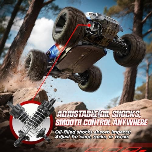 UDIRC Fast RC Cars for Adults, Upgradable 56 MPH, Heavy Duty RC Truck, 4X4 Off Road All Terrain 2.4Ghz RTR 1:16 Remote Control Car, Monster Truck with 2 Rechargeable Batteries for Beginners and Boys - Thumbnail 3