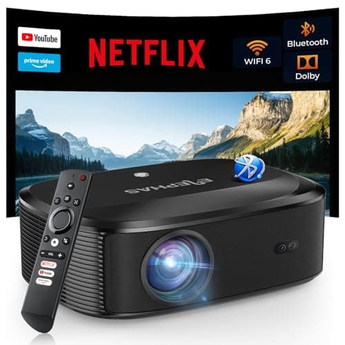 4K Projector with Wifi and Bluetooth, ELEPHAS Outdoor Movie Projector Compatible with NETFLIX/Prime Video/YouTube, 100,000+ Apps Supported, Smart Video Projector for HDMI/USB/iOS/Android/Windows - Image 1