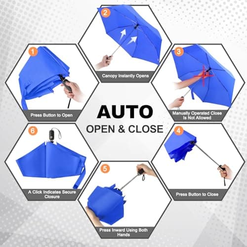 Lejorain Collapsible Mini Umbrella Backpack - Auto Open Close Flat Umbrellas Strong Small Travel 210T Strong Umbrella for Wind and Rain - Thumbnail 4