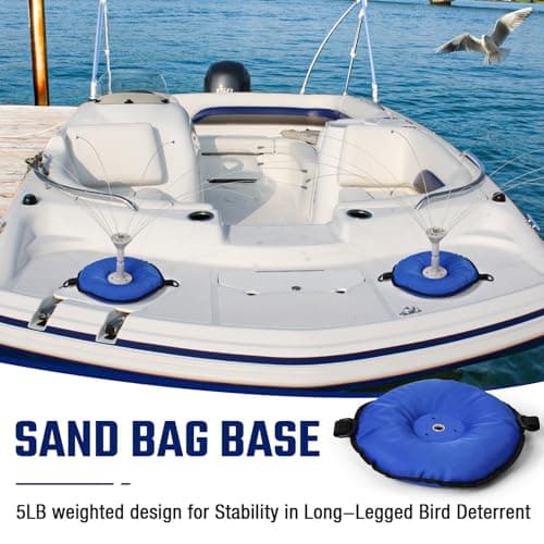 Weighted Sand Bag Boat Base Use with Long Legs Bird Deterrent, Compatible with Bird·B·Gone/Bird Barrier Long Legs Bird Deterrent, Fit for Most Surfaces Such as Awnings, Canvas Tops, Decks, etc, Blue - Thumbnail 2