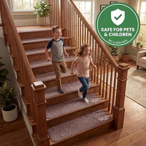 BIABIORY Stair Rugs Runners Covers, Rugs Runners for Elderly and Dogs, 8" X 30" (7Pack) Stickiness Soft Stair Rugs with Reusable Non-Slip Silicone Particles Backing, Machine Washable - Dusty Rose - Thumbnail 5