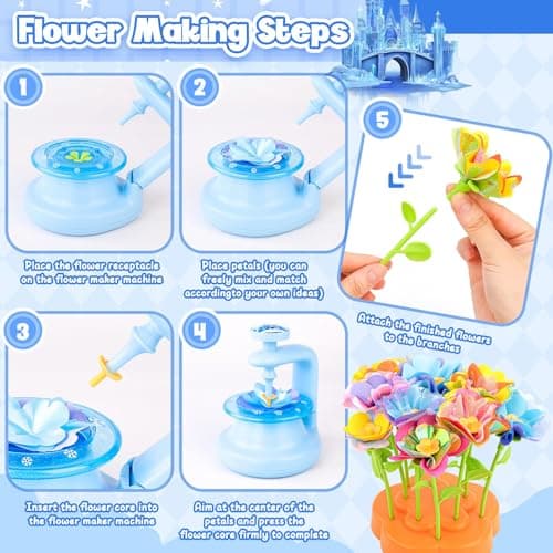 cosone Fabric Flower Bouquets Toys, Arts and Crafts Kits for Kids Age 3-12, Valentines Day Gift, Ideal Gifts for Preschool Girls, Educational Handmade Frozen Toy for Girls Ages 3 4 5 6 7 8 9 - Thumbnail 5