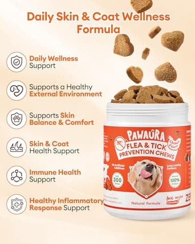 PAWAURA Flea & Tick Prevention Chews for Dogs – 150 Soft Chews – Effective Flea and Tick Treatment, Skin & Coat Health, Immune Support for All Dog Sizes - Thumbnail 5