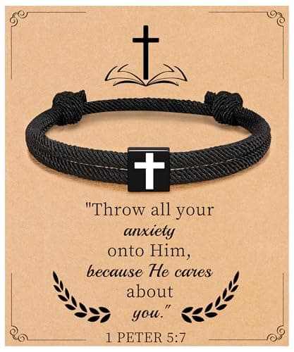 Sistble First Communion Gifts for Teen Boys, Easter Basket Stuffers for Teens Easter Gift Cross Bracelet for Men Jesus Bible Verse Peter Inspirational Gifts Handmade Rope Jewelry - Image 1