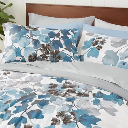 Regency Heights Full Comforter Set Blue Bed Set, 9 Pieces Cute Floral Bedding Set Ultra Soft Botanical Flowers Comforter, Sheets, Pillowcases & Shams - Thumbnail 2