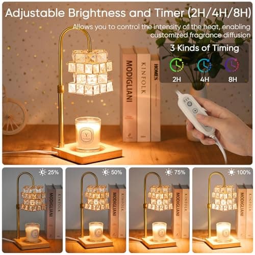 Alpharan Candle Warmer Lamp with Timer,Electric Candle Warmer Dimmable and Height Adjustable Wax Melt Warmer for Scented Wax Jar Candles,Aromatherapy Decorative Candle Heater Home Fragrance Warmer - Thumbnail 3