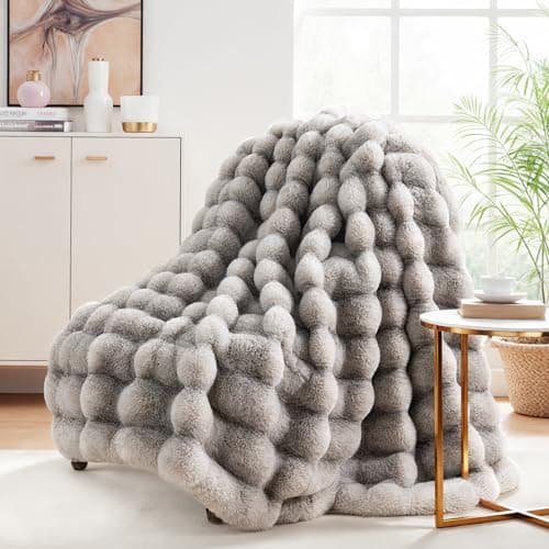 NEXHOME PRO Faux Fur Throw Blanket, Ultra Soft Cozy Warm Fuzzy Fluffy Plush Reversible Blanket for Couch, Sofa, Bed, Home Decor Gift, Tie-dye Grey 5060 - Image 1
