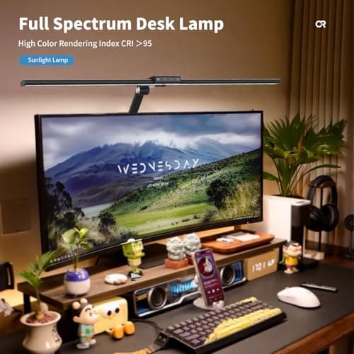CRLIVOING DS521SA Full Spectrum Desk Lamp – Sun Lamp 18W Eye-Care Table Light, CRI＞95, 4000K Color Temp, Stepless Dimming, Flicker-Free, Low Blue Light, Touch & Remote Control, for Study & Office - Thumbnail 2
