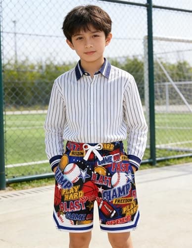 Cozople Boys Baseball Shorts Steet Basketball Shorts Size 10 Moisture Wicking Running Shorts Casual School Sports Meet - Thumbnail 6