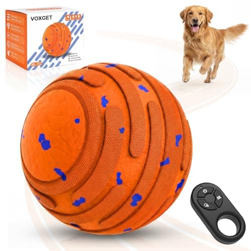 VOXGET Smart Interactive Dog Toy Ball, Automatic 3 Modes Moving Ball with Remote Control for Medium Large Dogs, Rechargeable Waterproof E-TPU Bounce & Rotate Dog Toy to Keep Busy (Bright Orange)