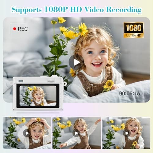 Trunsif Mini Camera - 2K Mini Digital Camera with 16GB Card, Long Battery Life,Travel Vlog & Photo Shooting Anytime,Fashion Accessories, Necklace & Keychain Camera, Gifts for Friends and Women,White - Thumbnail 4