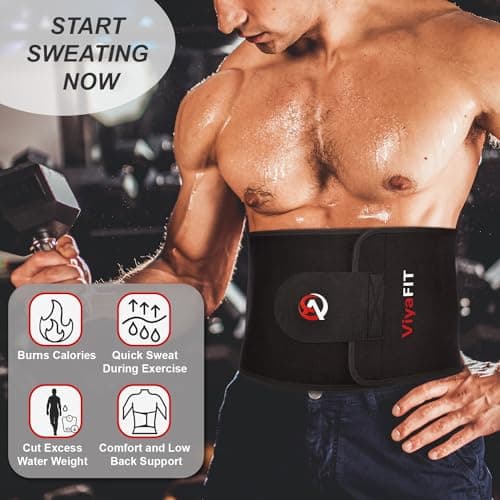 Viyafit Waist Trimmer Belt, Premium Waist Trainer for Women & Men Weight Loss Red - Thumbnail 2