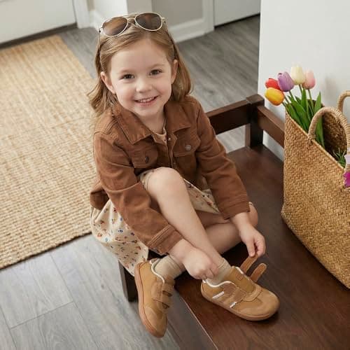 STEP QUEEN Toddler Girl Shoe Baby First Walking Tennis Sneakers Zero Drop Non Slip Shoes Outdoor Activities School Brown Toddler 6 - Thumbnail 3