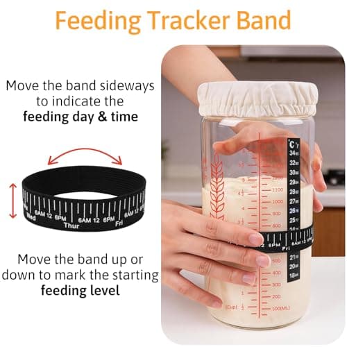 57oz Sourdough Starter Jars, Extra Large Glass Jar & Complete Baking Kit for Perfect Sourdough Bread, Sour Dough Starter Jars Includes Fermentation Cover & Aluminum Airtight Lid (Red Set of 2) - Thumbnail 6