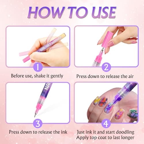 12 Colors Nail Art Pens Set, 0.5mm Fine Tip Nail Polish Markers, Quick Dry Waterproof Acrylic Paint Pens for Gel Design Abstract Lines Doodle, Mistake-Proof DIY Manicure Kit Beginners Teens Women - Thumbnail 2