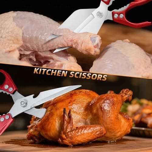 Ethyxe Kitchen Scissors Set Upgraded - Heavy Duty Stainless Steel Kitchen Shears, Sharp Poultry Scissors for Meat, Chicken Bones, and Turkey, Dishwasher Safe - Thumbnail 4