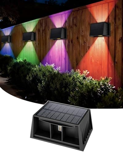 CORESLUX Solar Fence Lights Outdoor, Up and Down Outdoor Wall Lights, IP65 Waterproof Solar Powered, Color Changing Warm Cool Solar Sconce Lights for Backyard/Railing/Wall/Step/Patio - Image 1