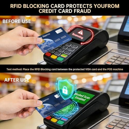 RFID Blocking Card, 6 Pack Fuss Protection for Entire Wallet Shield, Credit Card Protector NFC Bank Debit Blocker, Identity Theft Prevention for Passport Travel Security - Thumbnail 6