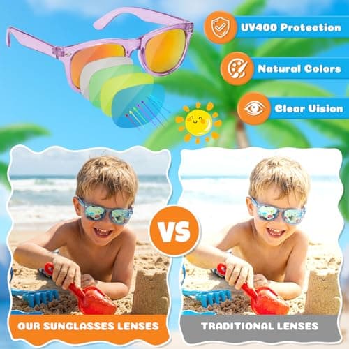 Froman Kids Sunglasses Bulk, 24 Pack Party Favors for Boys and Girls Ages 3-8, Neon Colors with UV 400 Protection, Birthday Goodie Bag Stuffers - Thumbnail 4