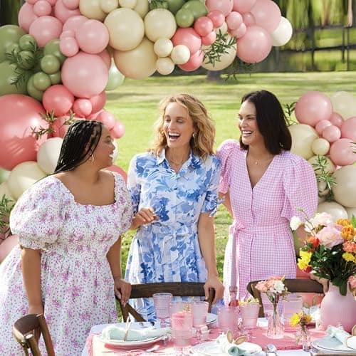 Sage Green Pink Yellow Pastel Balloon Arch Kit, 124Pcs Dusty Blush Macaron Yellow Sand White Pink and Green Balloons for Wildflower Baby Shower Wedding Bridal Birthday Gender Reveal Party Decorations - Thumbnail 6