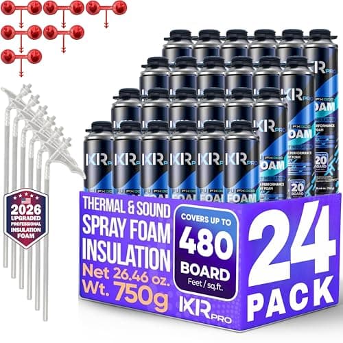 Spray Foam Insulation Can (24 x 26.46 oz. / 750 g) Expanding Sealant, Closed Cell Spray Foam Insulation, High Density, Walls Ceiling Windows Doors - Image 1