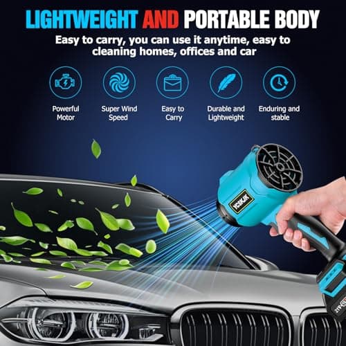 Cordless Leaf Blower, Leaf Blower Cordless with Battery and Charger, Portable Lightweight Handheld Blower, Extended Nozzle, Turbo Jet Blower for Lawn Care, Patio Cleaning, Leaves, Dust (Blue) - Thumbnail 4