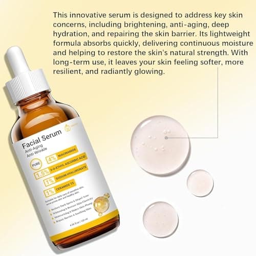Pure 4% Niacinamide Serum for Acne Treatment for Face & Dark Spots | Brightening Face Serum with 1.5% Vitamin C | 1% Hyaluronic Acid | 1% Ceramide T5 (4 fl.oz/120ml) - Thumbnail 3
