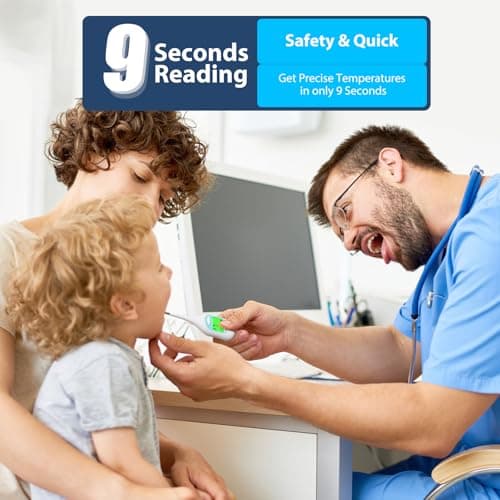 Boncare 9 Seconds Digital Basal Thermometer - Accurate Oral & Rectal Thermometer for Adults & Kids, Fever Alarm, Large Display (Blue) - Thumbnail 6