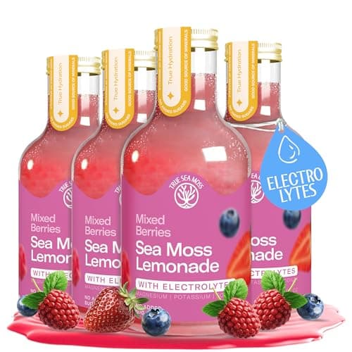 True Sea Moss Mixed Berry Lemonade – Single Flavor Pack with Classic & Electrolyte Formula Variation – Hydration Drink – 4 × 12 fl oz Bottles – Made in USA - Image 1