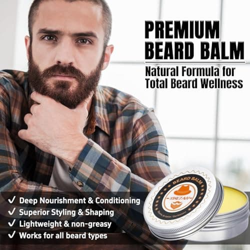 XIKEZAN Beard Kit for Men Grooming & Care w/Beard Conditioner, Wash, Oil, Balm, Brush, Comb,Birthday Fathers Valentines Gifts for Men Him Dad Husband Boyfriend Christmas Gifts Mens Stocking Stuffers - Thumbnail 6