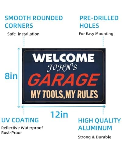 Carastora Garage Sign – Vintage Metal Wall Decor, a Gift for Dad, Husband, or Grandpa – Vintage Tool Room Decor, 8x12 inches - Thumbnail 6