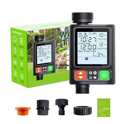 Sprinkler Timer for Garden Hose, Upgrade 10 Program Water Timer with Auto Rain Delay, IP54 Waterproof 3.3“ Large LCD Drip Irrigation System Timers for Plant, Yard, Lawns, Outdoor - Image 1